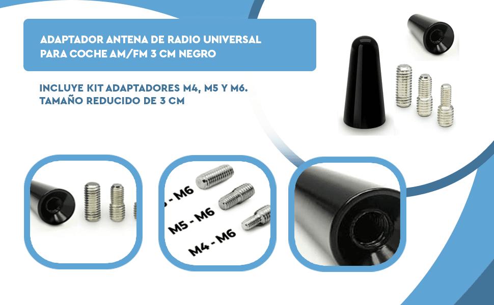 Banner - Adaptador antena de radio universal para coche AM/FM 3 cm negro