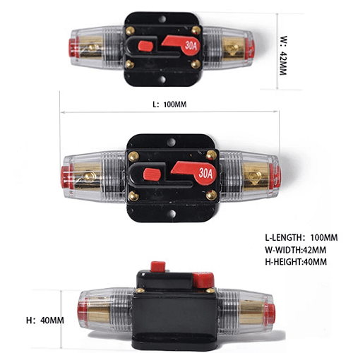 Portafusible de reinicio disyuntor de circuito de audio 80A 12V negro - imagen 3