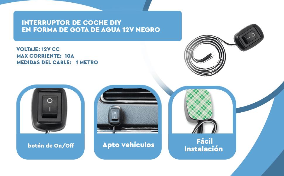 Banner - Interruptor de coche DIY en forma de gota de agua 12V negro