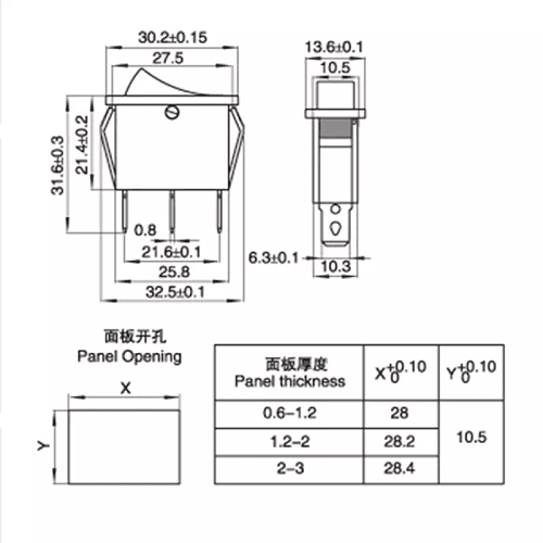 Interruptor conmutador basculantes de boton SPDT ON-OFF-ON 3 pines - imagen 4