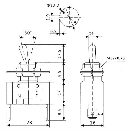 Interruptor de palanca de metal Flick Flip 12V 20A PDT ON/OFF 2 pines - imagen 4