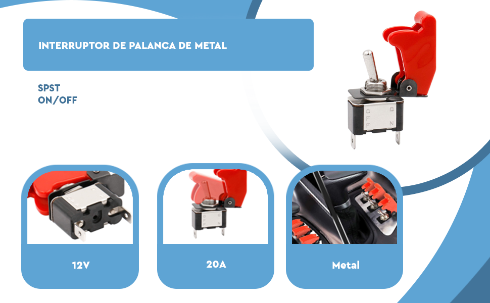 Banner - Interruptor de palanca de metal Flick Flip 12V 20A PDT ON/OFF 2 pines