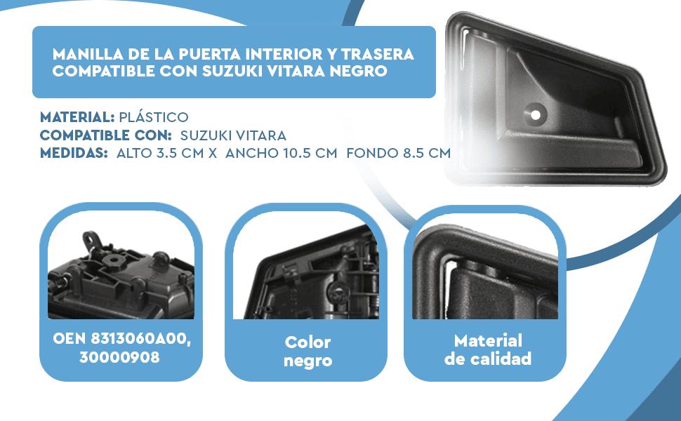 Banner - Manilla de la puerta izquierda Interior y trasera compatible con suzuki vitara negro