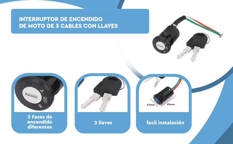 Banner - Interruptor de encendido de moto de 3 cables con llaves