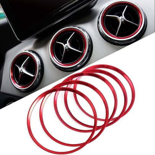 Anillo decorativo salida del aire del coche compatible con Mercedes rojo - imagen 1