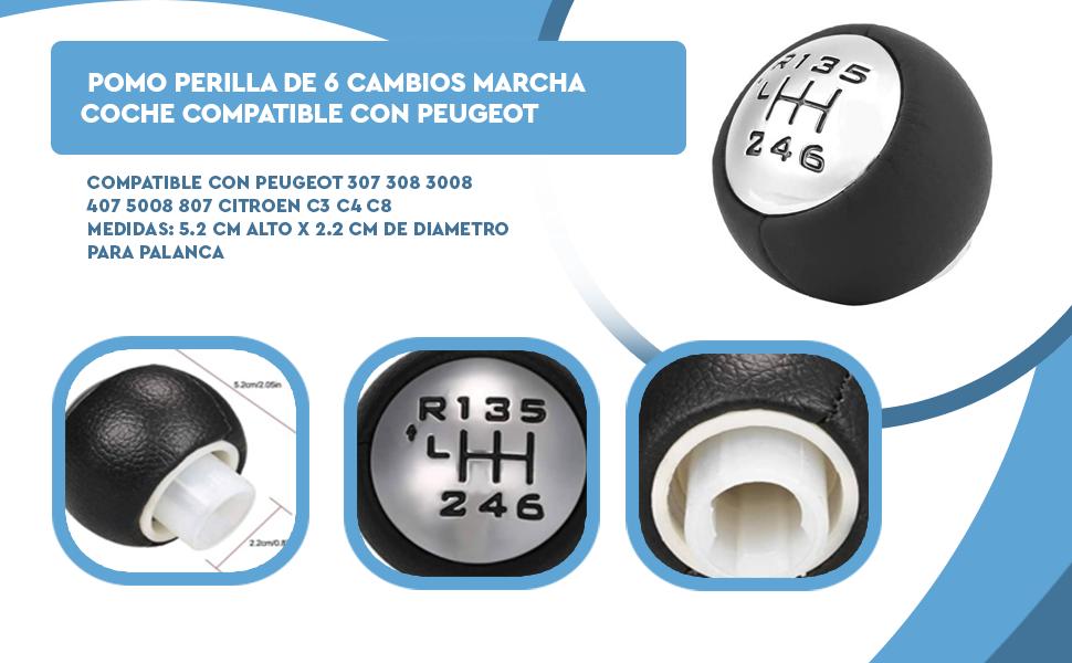 Banner - Pomo perilla de 6 cambios marcha coche compatible con peugeot