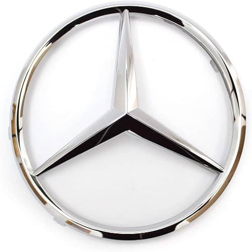 Emblema plastico adhesivo 90 mm compatible con Mercedes plateado brillo
