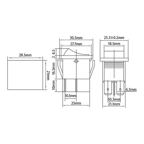 Interruptor basculante DPST ON/OFF 4 pin 16A luz roja - imagen 1