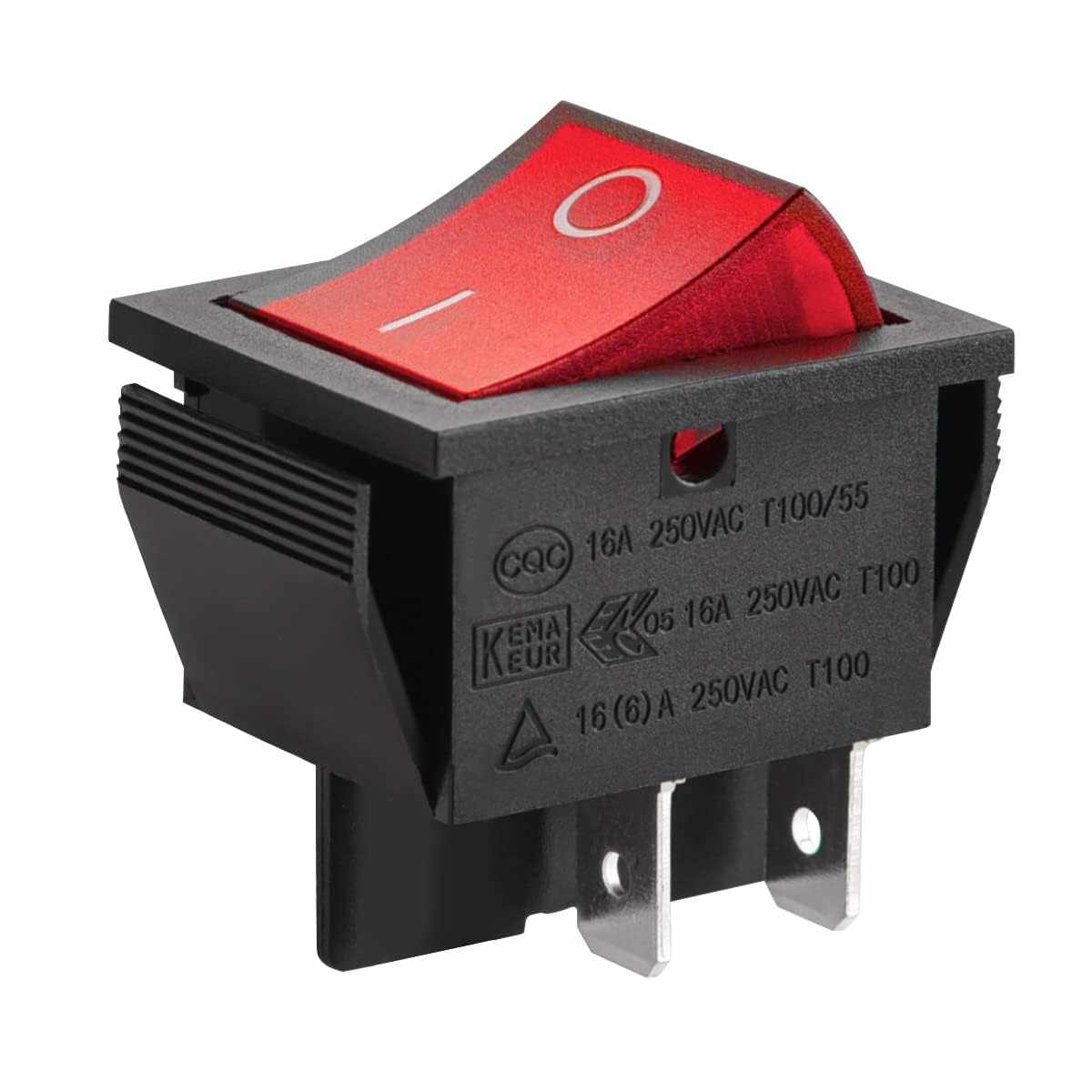Interruptor basculante DPST ON/OFF 4 pin 16A luz roja