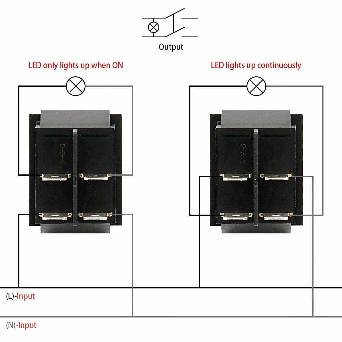 Interruptor basculante DPST ON/OFF 4 pin 16A luz roja - imagen 5