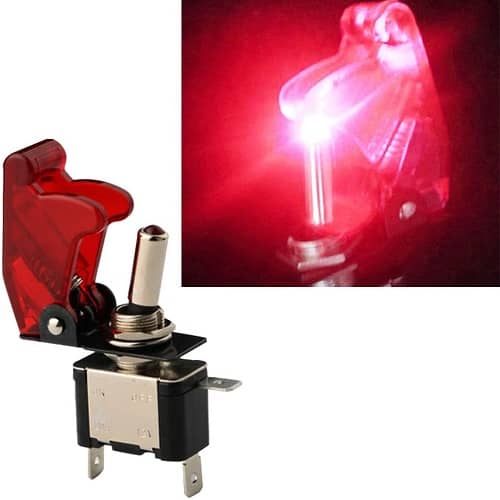 Interruptor de palanca LED de metal Flick Flip 12V 20A PDT ON/OFF 2 pines led rojo - imagen 3