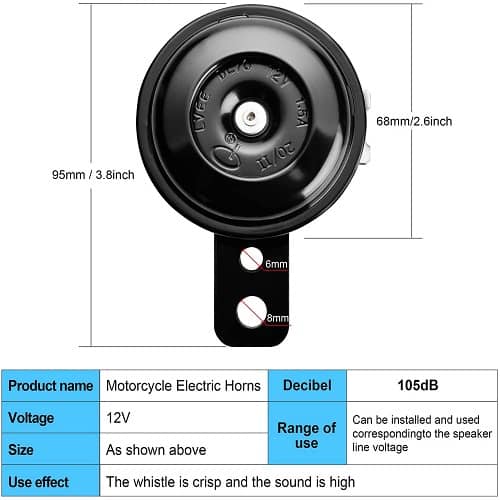 Bocina electrica impermeable universal de la moto 12V 105dB - imagen 3