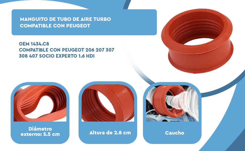 Banner - Manguito de tubo de aire Turbo compatible con Peugeot