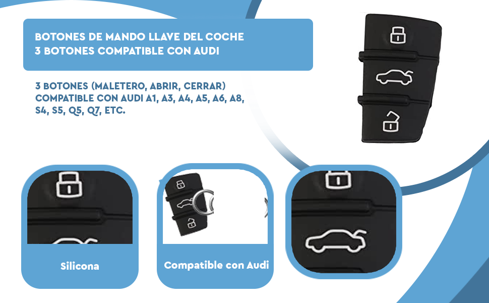 Banner - Botones de mando llave del coche 3 botones compatible con Audi