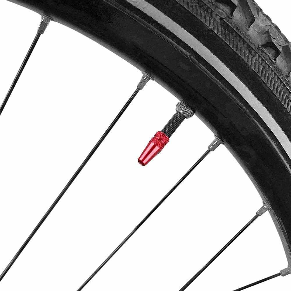 Tapon de aluminio para valvula de bicicleta (5 uds) rojo - imagen 5