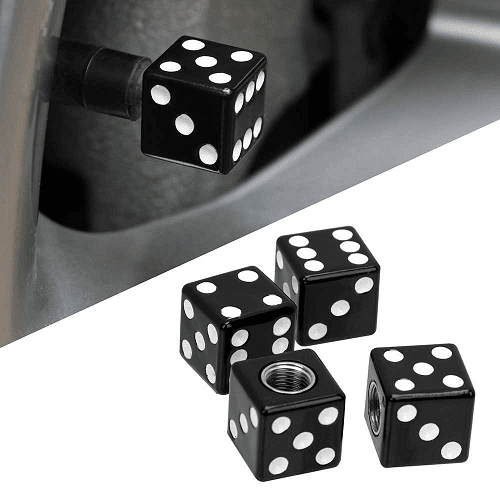 Tapon de aluminio forma dado para valvula de neumatico (4 uds) negro - imagen 2