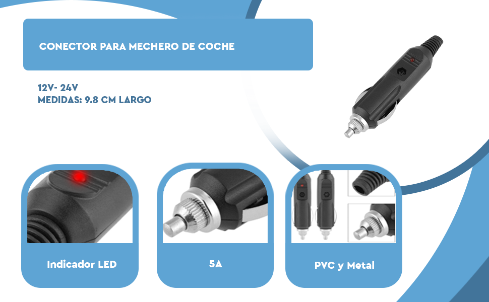 Banner - Conector de 12 V para mechero de coche 5A negro