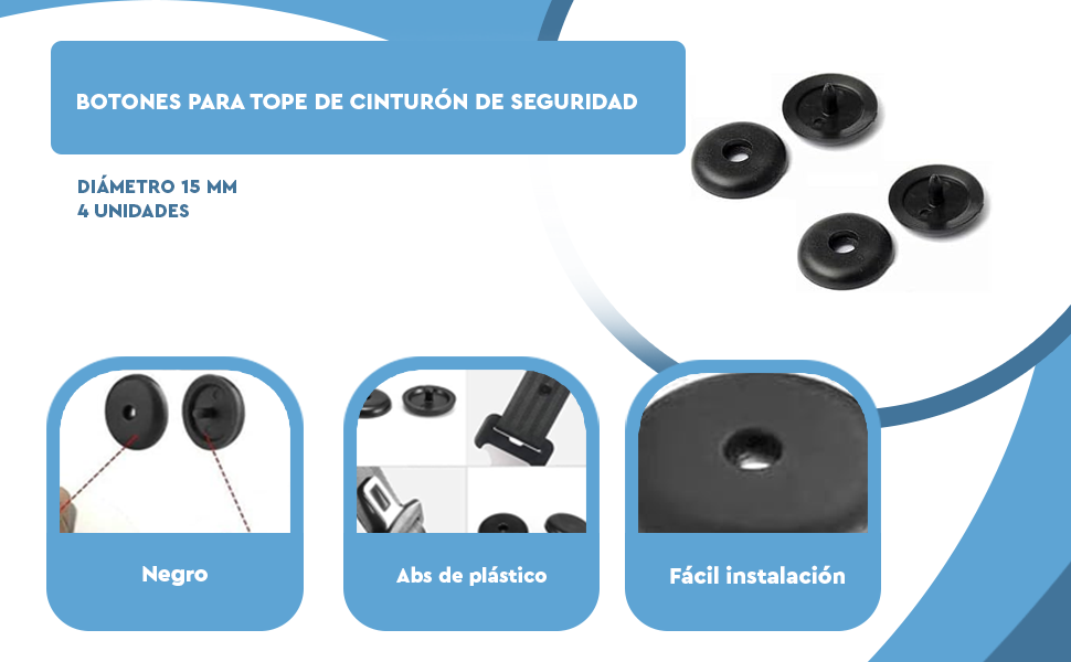 Banner - Botones para tope de cinturon de seguridad (4 uds) negro