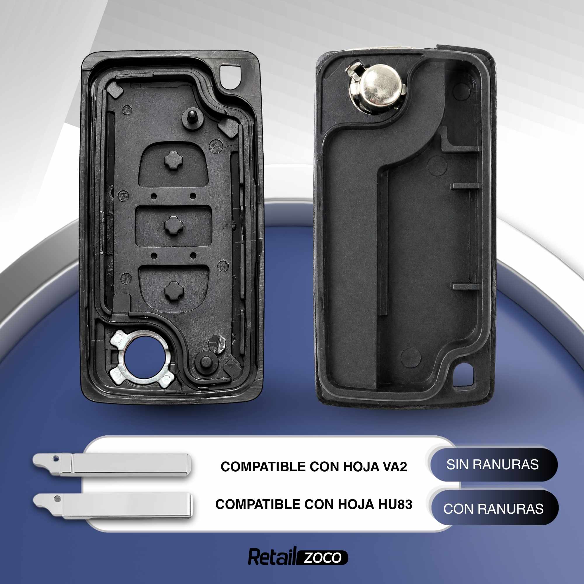 Carcasa mando llave del coche 3 botones compatible con peugeot  y citroen negro - imagen 2
