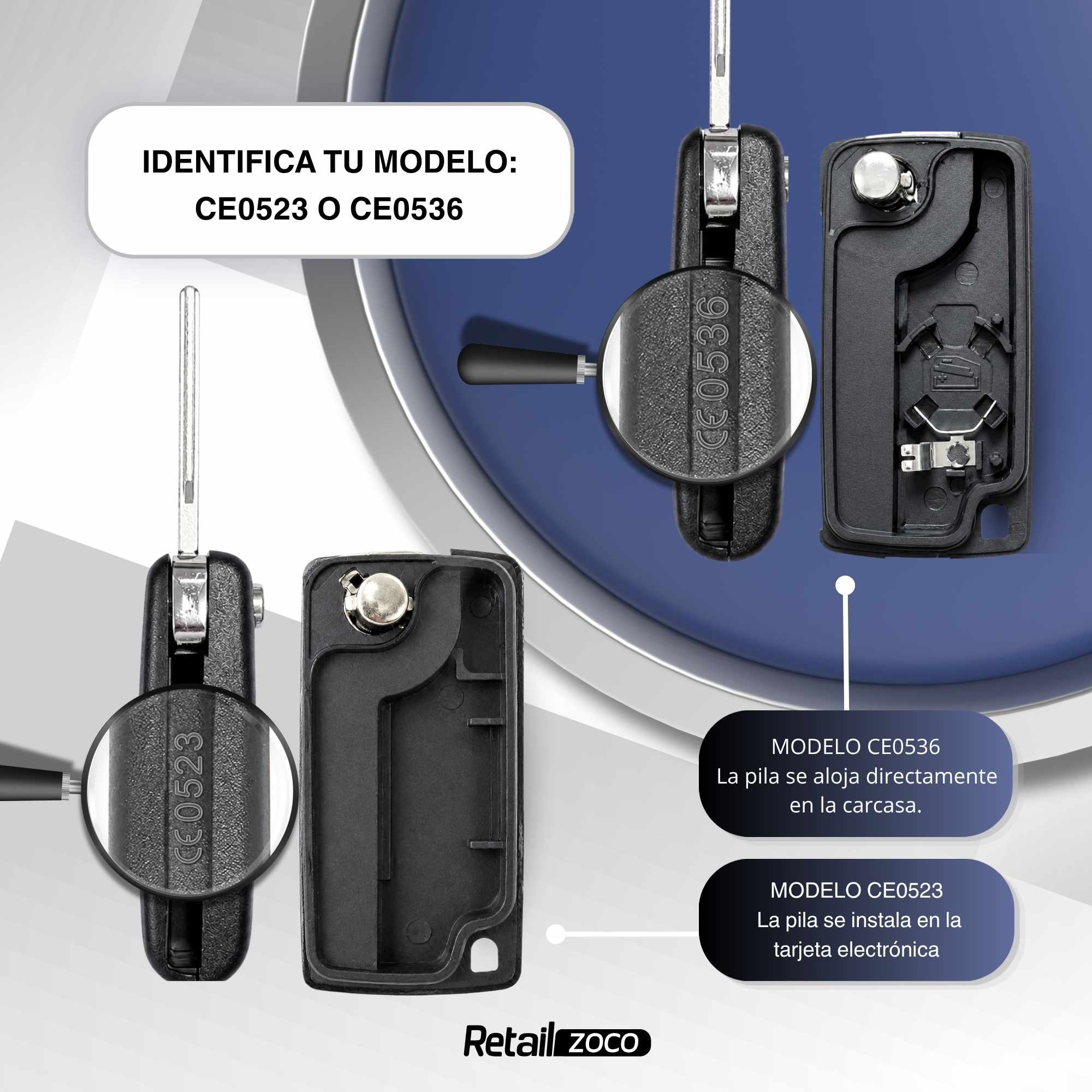Carcasa mando llave del coche 3 botones compatible con peugeot  y citroen negro - imagen 4