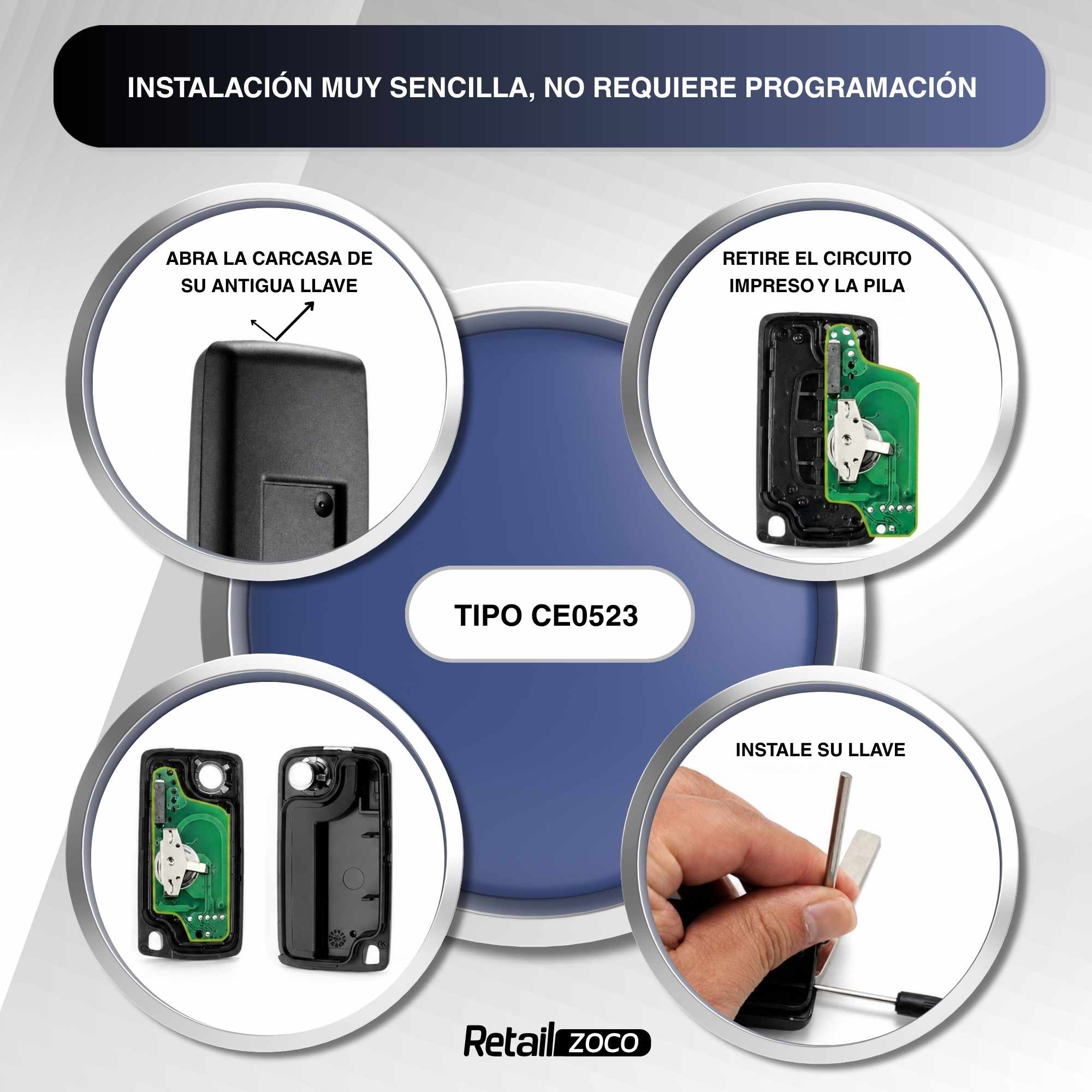 Carcasa mando llave del coche 3 botones compatible con peugeot  y citroen negro - imagen 6