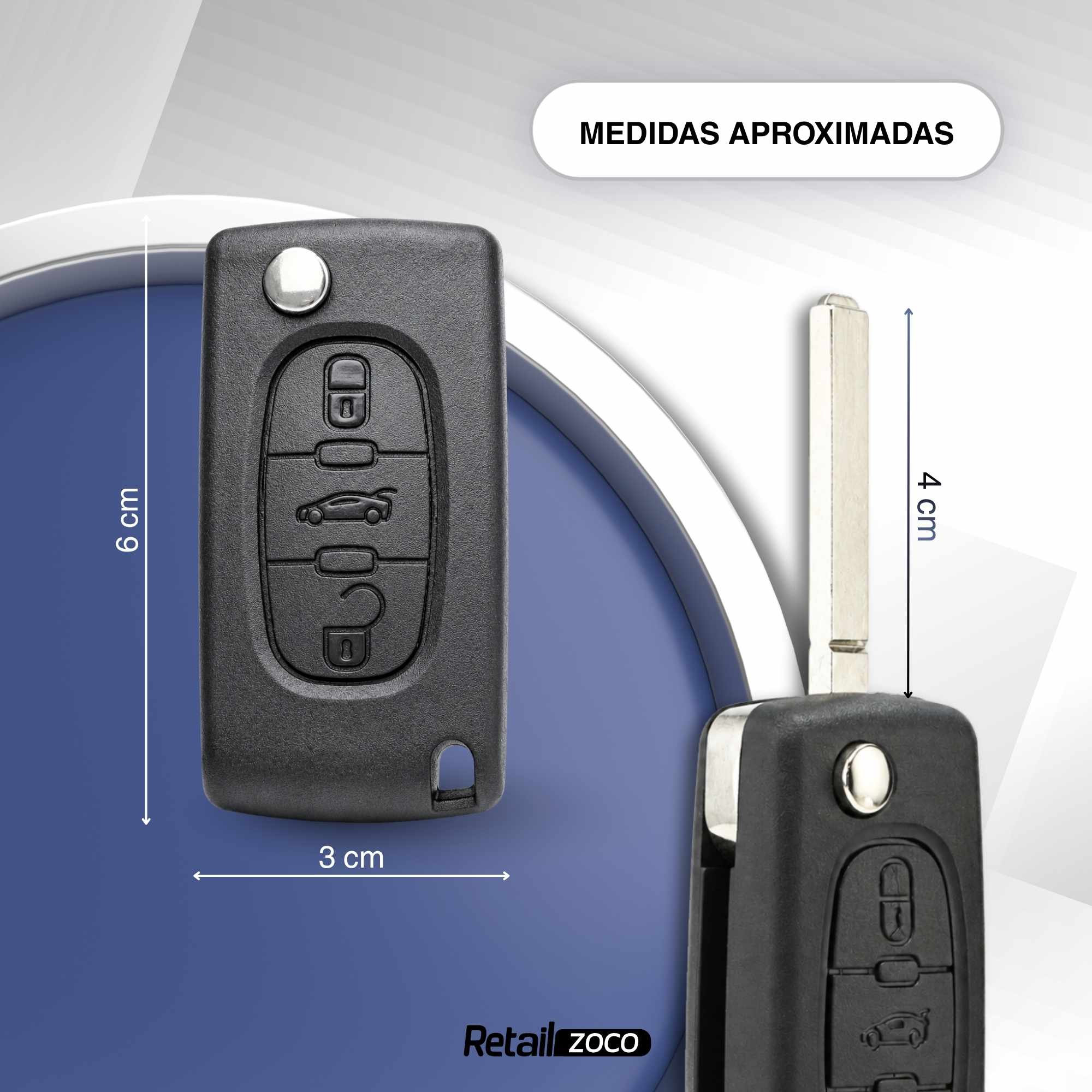 Carcasa mando llave del coche 3 botones compatible con peugeot  y citroen negro - imagen 7
