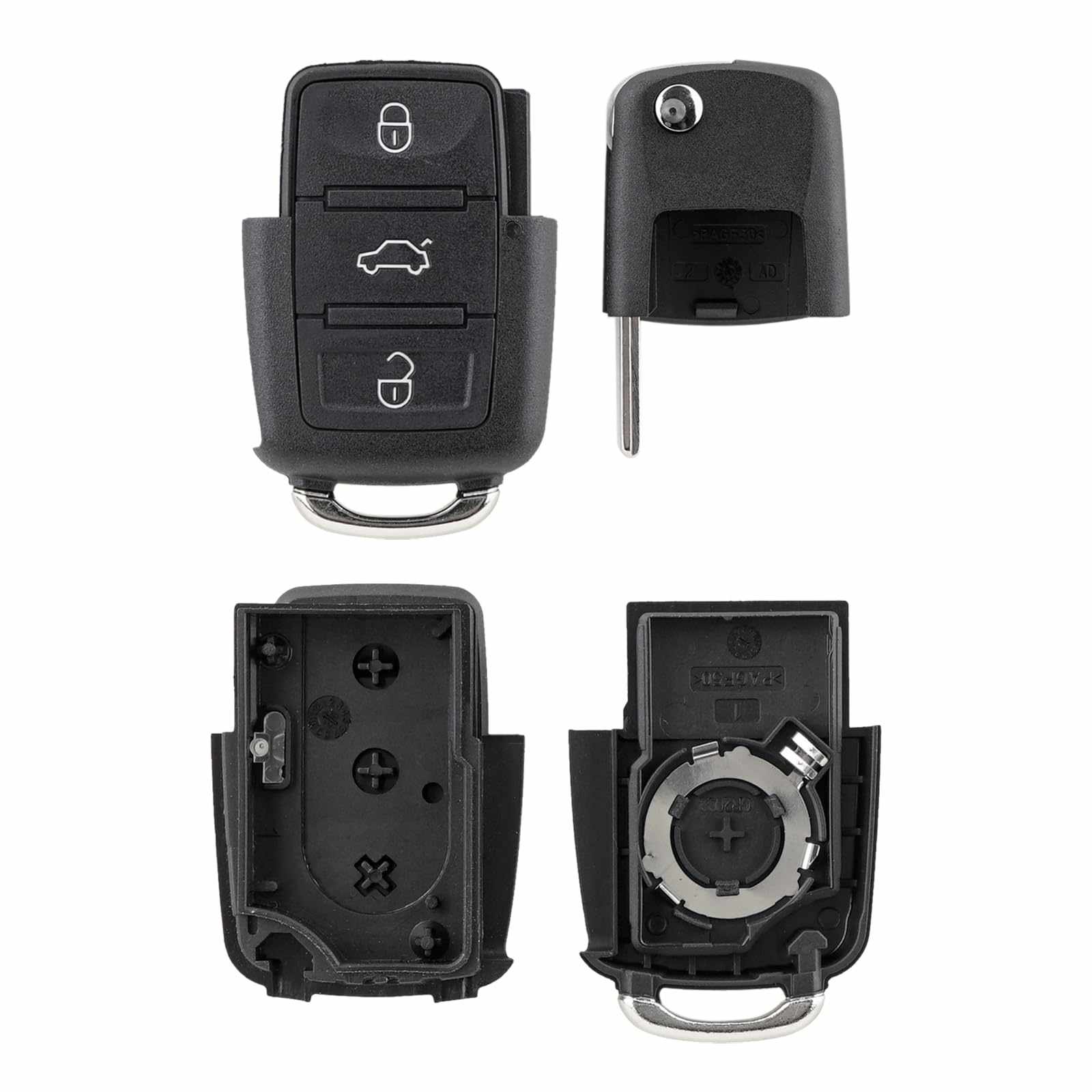 Carcasa mando llave del coche 3 botones compatible con VW negro - imagen 2