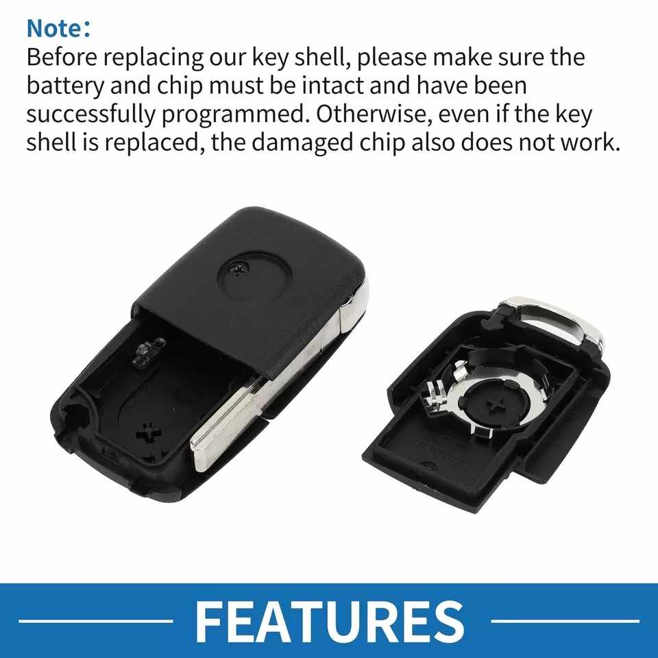 Carcasa mando llave del coche 3 botones compatible con VW negro - imagen 4