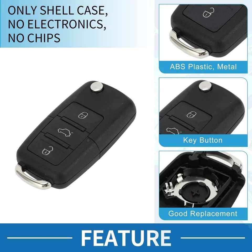 Carcasa mando llave del coche 3 botones compatible con VW negro - imagen 5