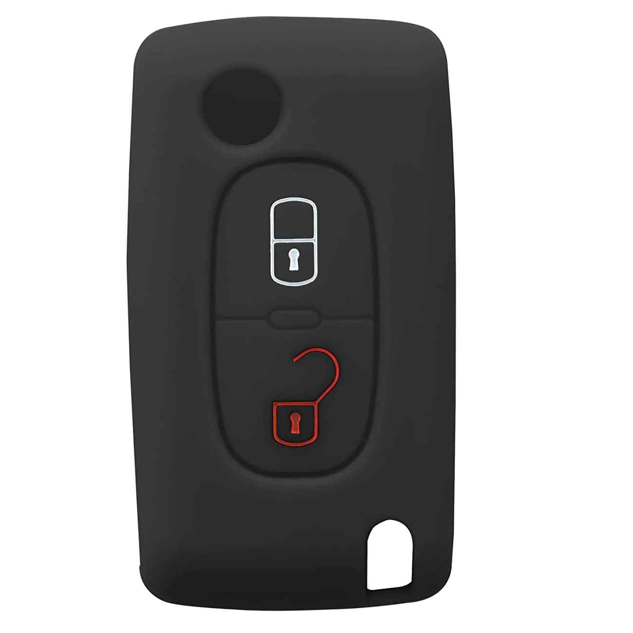 Funda silicona mando llave del coche 2 botones compatible con Peugeot Negro