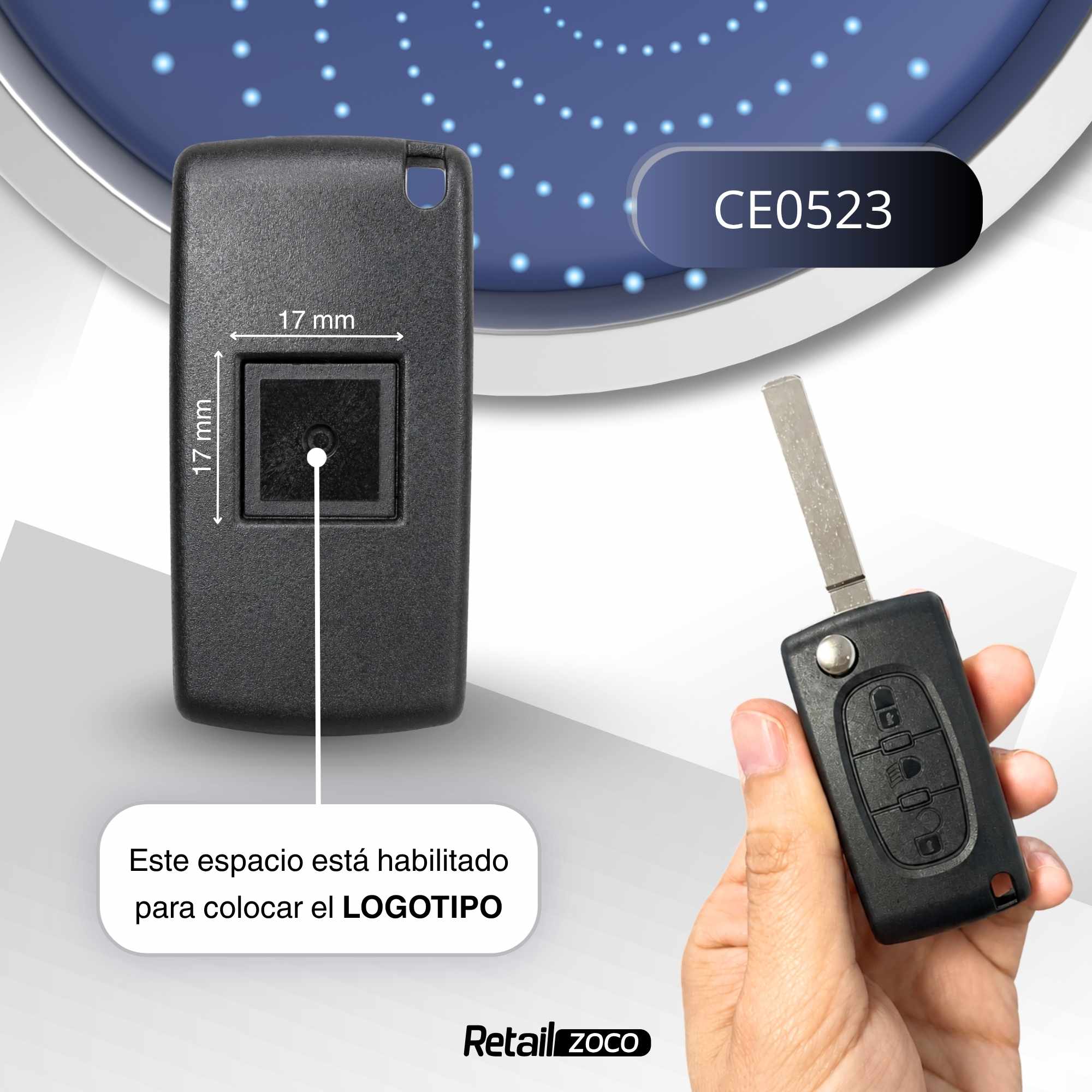 Carcasa mando llave del coche 3 botones compatible con citroen y peugeot negro v2 - imagen 5