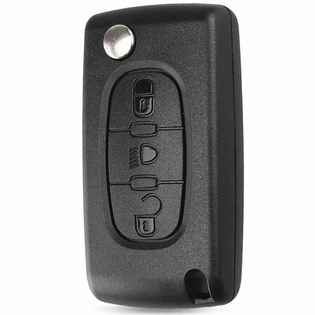 Carcasa mando llave del coche 3 botones compatible con citroen y peugeot negro v2