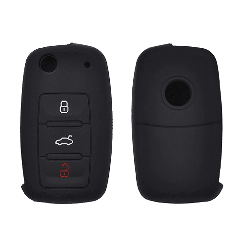 Funda silicona mando llave del coche 3 botones compatible con VW Skoda Seat negro - imagen 1