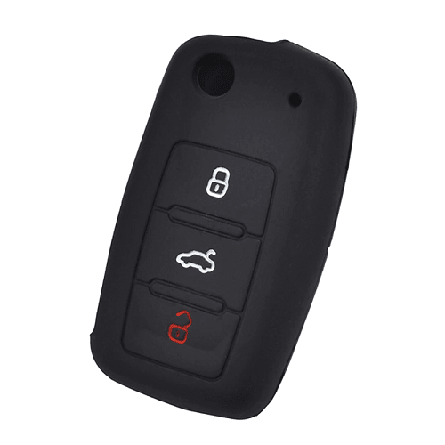 Funda silicona mando llave del coche 3 botones compatible con VW Skoda Seat negro - imagen 2