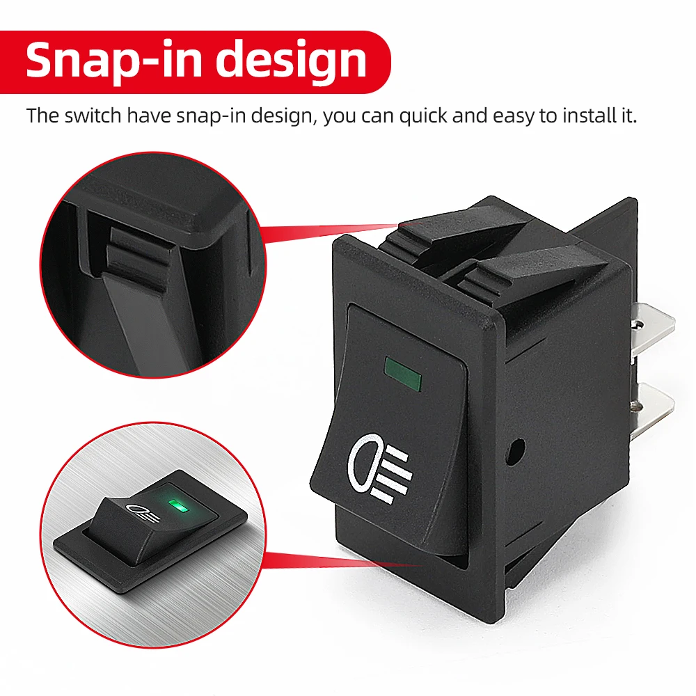 Interruptor basculante Luz Antiniebla DPST ON/OFF 4 pin 35A luz verde - imagen 5
