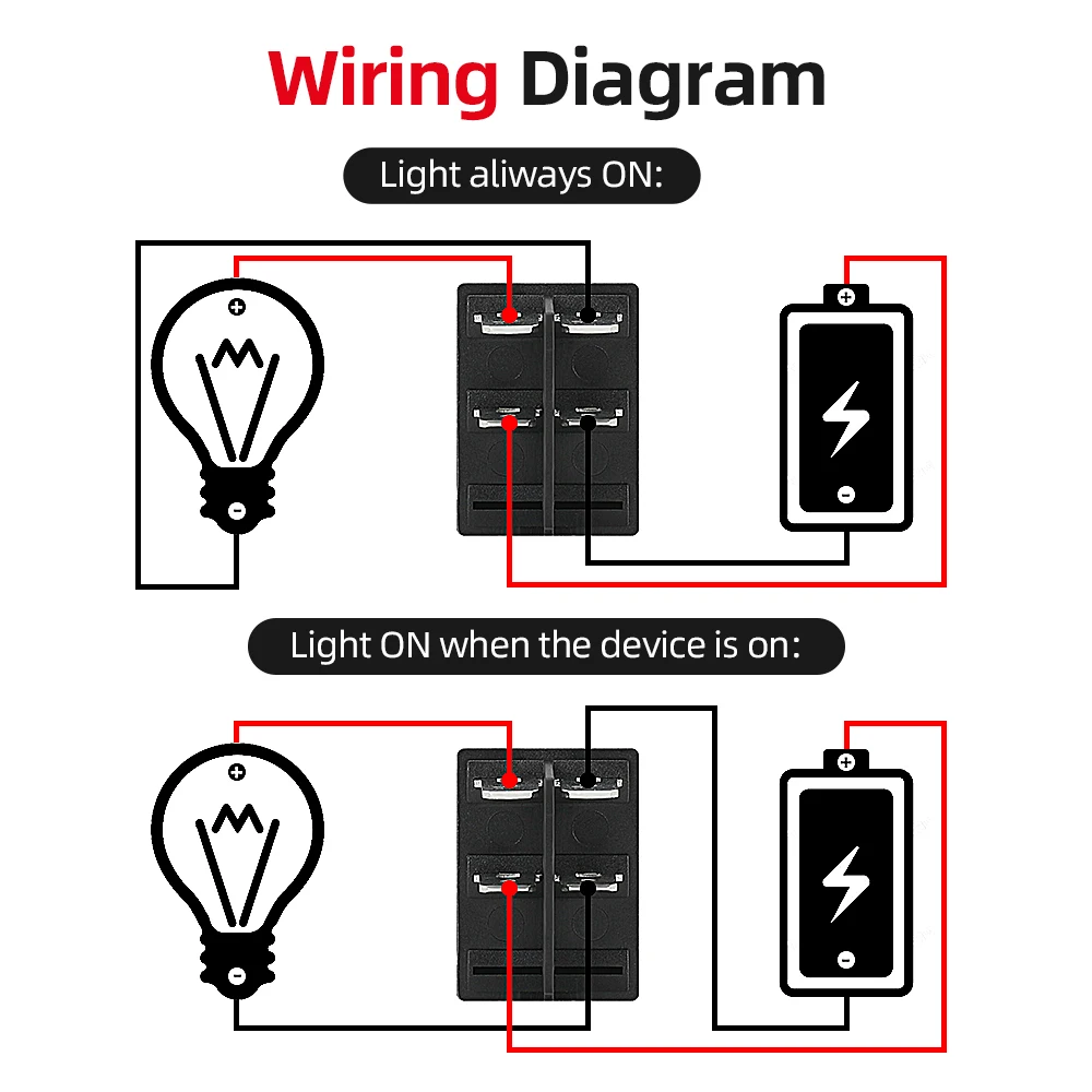 Interruptor basculante Luz Antiniebla DPST ON/OFF 4 pin 35A luz verde - imagen 6