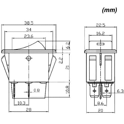 Interruptor basculante Luz Antiniebla DPST ON/OFF 4 pin 35A luz azul - imagen 3