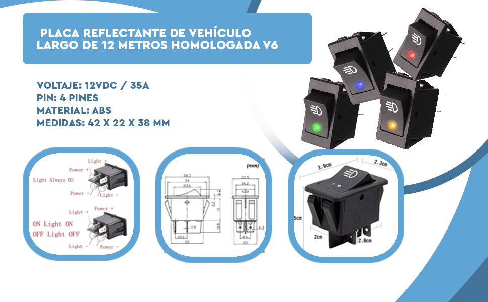 Banner - Interruptor basculante Luz Antiniebla DPST ON/OFF 4 pin 35A luz azul