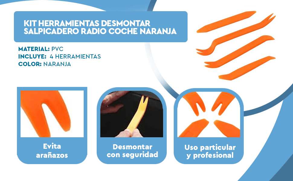 Banner - Kit herramientas desmontar salpicadero radio coche Naranja