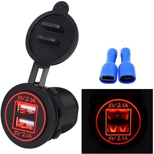Cargador USB dual para coche 5V 4.2A luz rojo - imagen 2