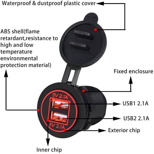 Cargador USB dual para coche 5V 4.2A luz rojo - imagen 3