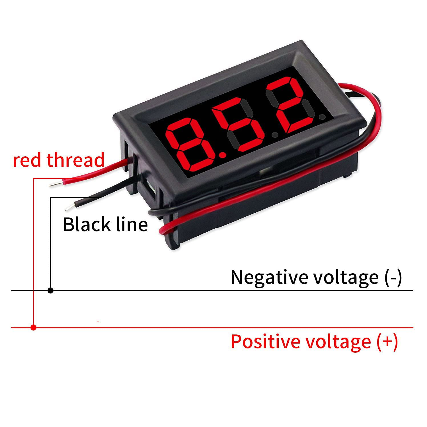 Visor LCD 3 digitos con voltimetro 0-30V Rojo - imagen 4
