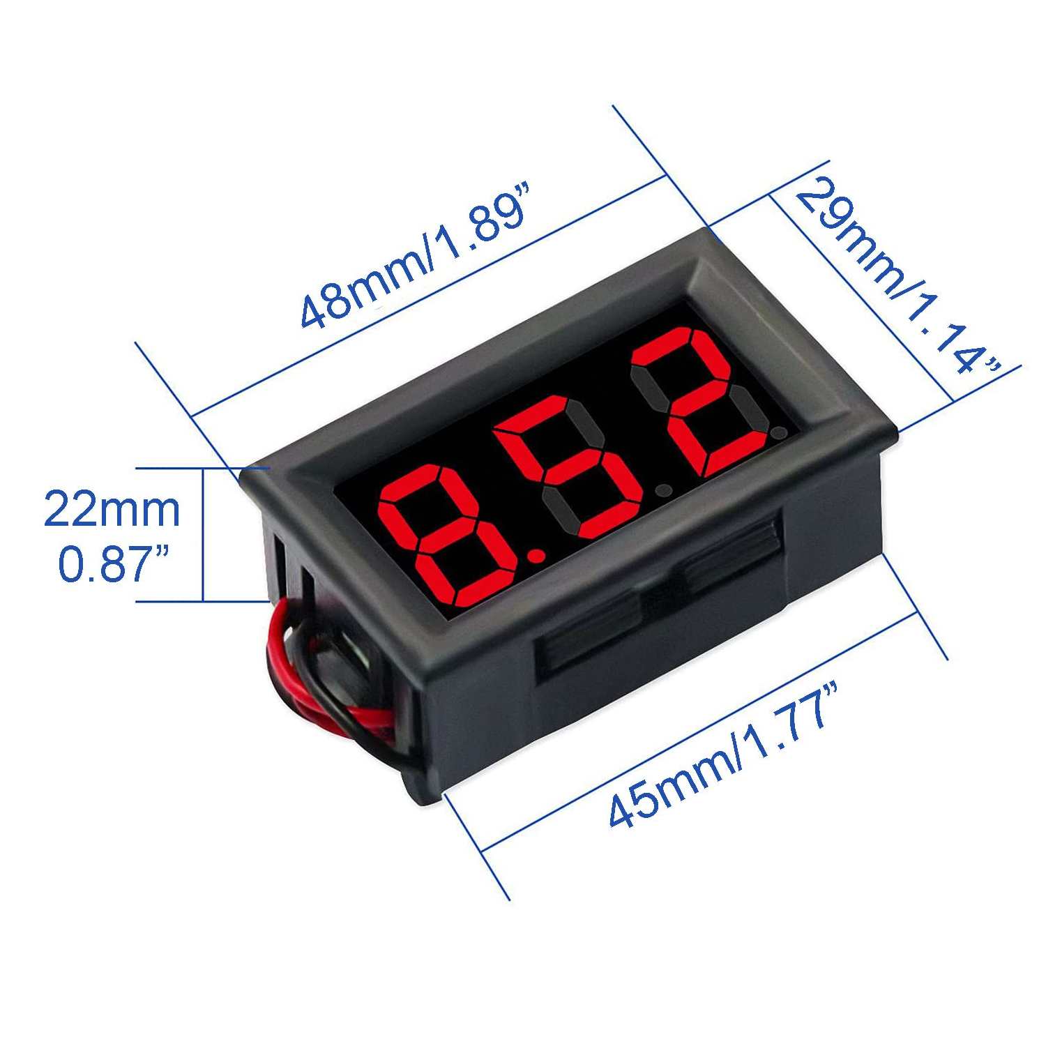 Visor LCD 3 digitos con voltimetro 0-30V Rojo - imagen 6