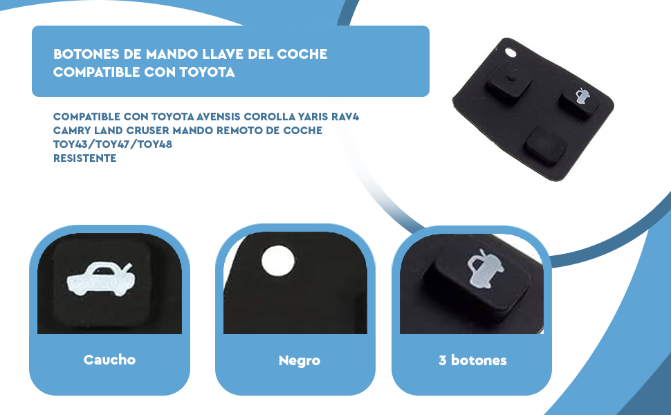 Banner - Botones de mando llave del coche 3 botones compatible con Toyota