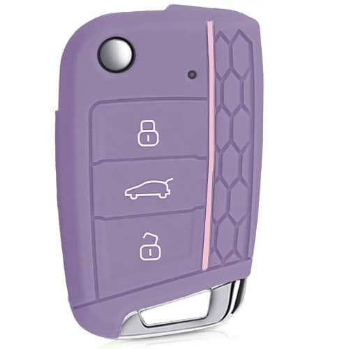 Funda silicona mando llave del coche 3 botones compatible con VW purpura rosa - imagen 1