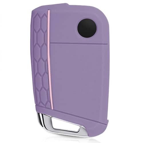 Funda silicona mando llave del coche 3 botones compatible con VW purpura rosa - imagen 2