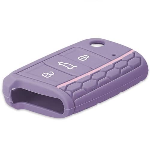 Funda silicona mando llave del coche 3 botones compatible con VW purpura rosa - imagen 3