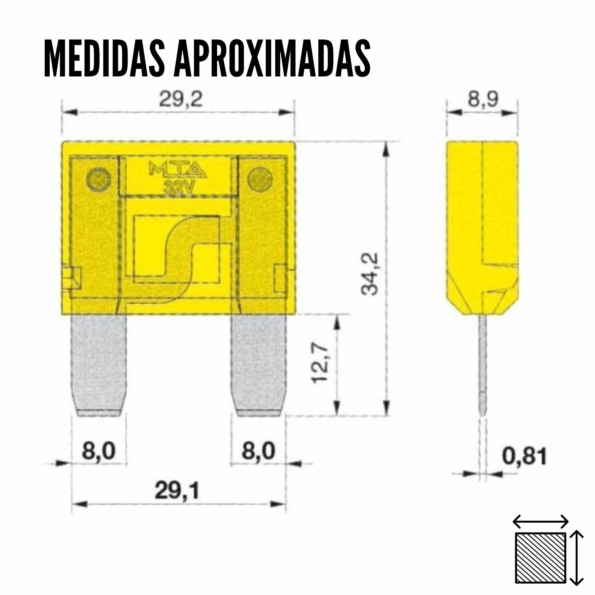 Fusible para vehiculo 50A 32V DC grande maxi rojo - imagen 3