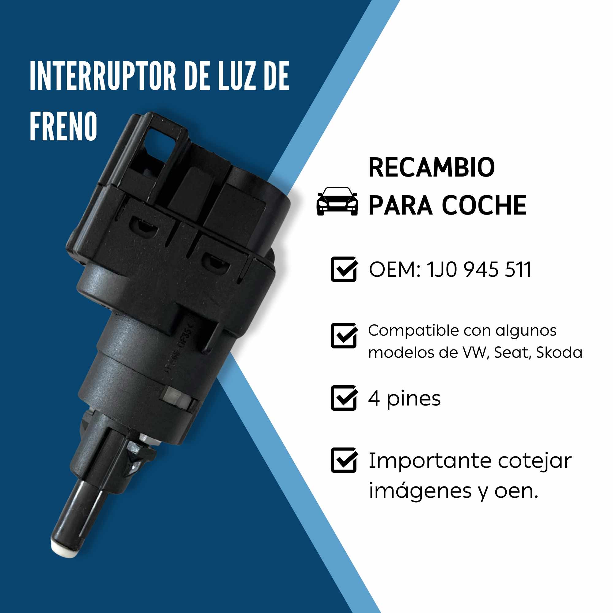 Interruptor de luz de freno compatible con VW , Seat, Skoda - imagen 2