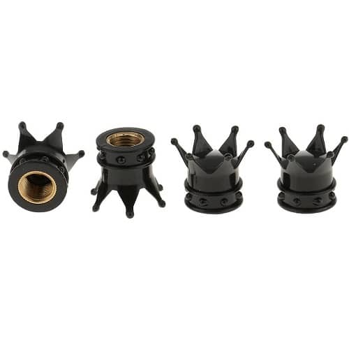 Tapon de aluminio forma corona para valvula de neumatico (4 uds) negro - imagen 1